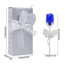 Purple Flower Crystal Glass Rose With Gold Stem - Valentine's Day Gift - Goldenrod Purple Flower - View 2