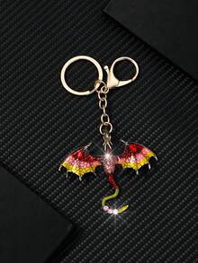 1pc Fashionable Dragon Ombre Polyresin Coated Rhinestone Glass Keychain For Men And Women - Ancient Golden Color - View 5