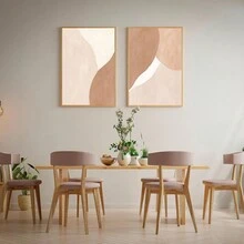 1pc Boho Wall Art Prints, Boho Wall Decor, Mid-Century Modern Wall Pictures Palm Abstract Orange Beige Canvas Wall Painting, Minimalist Geometric Boho Wall Decor, Boho Posters For Bedroom Living Room Home Office Bathroom | Unframed 12"X16"