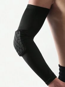 1個黑色伸出籃球臂套,具有防撞、防曬、蜂巢式肘墊,適用於戶外活動、騎自行車、跑步 - 黑色 - 查看 1