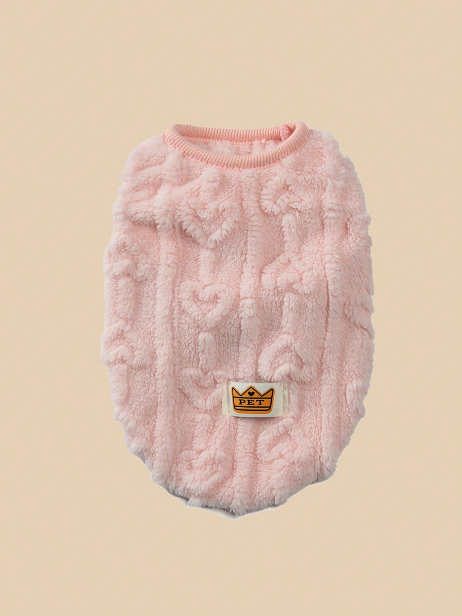 HOLAPET 1pc Pet Sweatshirt With Heart Pattern And Fleece Lining, Pet