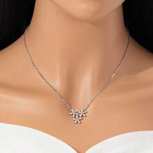 1入簡約時尚水晶鑲嵌美麗花朵吊墜項鍊,適用於送禮和日常穿著 - 花朵 - 查看 8