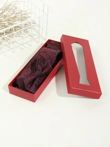 1 bộ/4 cái Nam Sành điệu Đỏ  Cà vạt , Nơ thắt , Hình vuông bỏ túi Và Khuy măng sét Bộ Với Ngực Hộp , Hoàn hảo Đối với Làm Việc  , Dịp & Qủa tặng - Đỏ - Xem 3