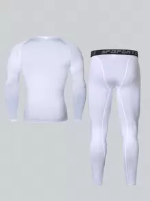 Conjunto deportivo de hombre de estilo novio con compresión elástica y transpirable, de secado rápido, apto para correr, baloncesto, ciclismo, etc. Cómodo conjunto de pantalón largo y manga larga de dos piezas