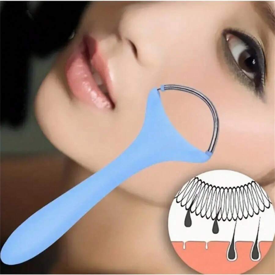 1pc Spring Facial Threading Epilator,Portable Threading Face Epilator For Upper Lip Chin Cheeks For Beauty Personal Care,Spring Facial Hair Remover - Blue - View 1