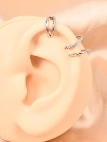 Acefun 3 chiếc khuyên mũi hình vòng - Khuyên mũi vòng đôi bằng thép không gỉ 316L 16G/18G/20G có bản lề CZ Conch Trang sức xỏ khuyên vách ngăn Clicker Nhẫn môi Bông tai sụn Helix Rook Tragus Daith 8mm - C - Xem 9