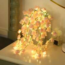 1pc LED Lily Flower String Light, Indoor Decorative Fake Flower Lamp, Ambient Night Light - Yellow - View 3