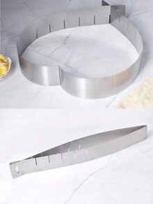 1pc Expandable Heart Shaped Cake Mold, Stainless Steel Baking Cookie Cutter, Love Shape Baking Tool - Stainless Steel Color - View 7