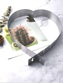 1pc Expandable Heart Shaped Cake Mold, Stainless Steel Baking Cookie Cutter, Love Shape Baking Tool - Stainless Steel Color - View 2