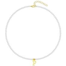 1條優雅聚酯樹脂字母吊墜項鍊,仿珍珠串珠項鍊適合送禮給女士