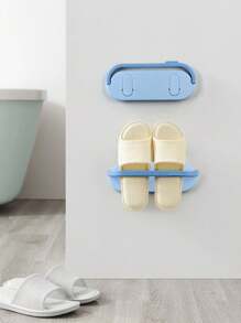1入組浴室拖鞋掛架,掛牆鞋子收納組合,無需打洞,廁所收納架 - 藍色 - 查看 1