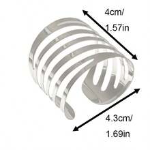 6pcs Stylish Elastic Striped Napkin Rings - Great For Family Gatherings, Holiday Parties, Hotels, Restaurants Table Decor - Silver - View 2