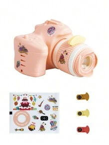 1對diy迷你塑料相機投影機閃光夜燈,附3張卡片和貼紙,兒童玩具生日派對禮物男女孩禮品袋物品回贈,完美的聖誕生日禮物兒童房裝飾（某些部件隨機發送） - 粉色 - 查看 1