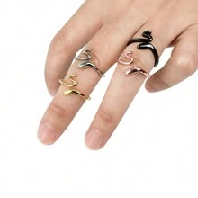 2pcs Adjustable Snake-Shaped Crochet Hooks With Single & Double Groove, And Built-In Yarn Cutter For Knitting And Crocheting Finger Companion Ring, Knitting Ring - Black - View 6