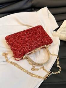 鑲有鑽石裝飾的女士豪華晚宴包,可用作手提包、肩背包或斜揹包,是情人節禮物的理想選擇,鑲有水晶的手提包,非常適合派對、婚禮、舞會、晚宴,與婚紗、正式禮服、舞會禮服、生日禮服相配 - 紅色 - 查看 7