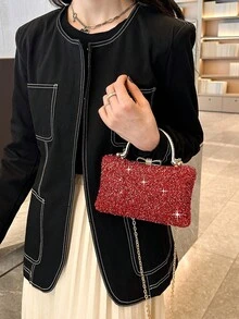 鑲有鑽石裝飾的女士豪華晚宴包,可用作手提包、肩背包或斜揹包,是情人節禮物的理想選擇,鑲有水晶的手提包,非常適合派對、婚禮、舞會、晚宴,與婚紗、正式禮服、舞會禮服、生日禮服相配 - 紅色 - 查看 3