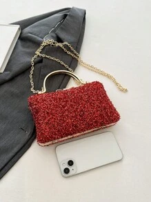 鑲有鑽石裝飾的女士豪華晚宴包,可用作手提包、肩背包或斜揹包,是情人節禮物的理想選擇,鑲有水晶的手提包,非常適合派對、婚禮、舞會、晚宴,與婚紗、正式禮服、舞會禮服、生日禮服相配 - 紅色 - 查看 8