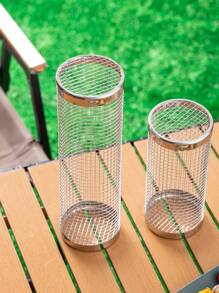 1入全不銹鋼煙熏網圓形滾動煽動管,適用於戶外燒烤 - 銀色 - 查看 4