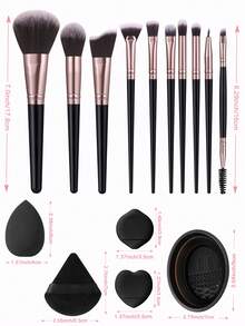 10支化妆刷套装+7个化妆粉扑+3个化妆海绵+1个清洁刷，化妆刷套装，化妆刷套装，化妆刷组合，化妆刷套装，全套化妆工具，化妆刷套装，全套化妆工具，化妆刷套装，化妆刷套装，化妆礼盒套装 - 彩色 - 查看 10