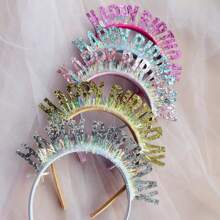 Trẻ em Tiệc sinh nhật Dây buộc tóc Vui vẻ Sinh nhật Long lanh Sinh nhật Dây buộc tóc Phụ kiện tóc Cô gái Em bé Dây buộc tóc Mũ đội đầu cho thú cưng - Hồng - Xem 3