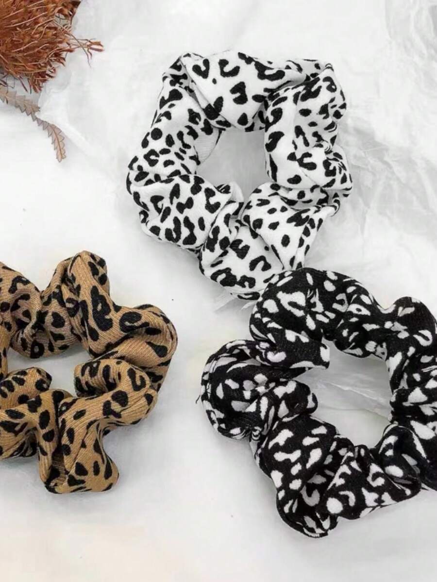 3 件裝復古圓點圖案蝴蝶結髮圈 - 彩色 - 查看 1