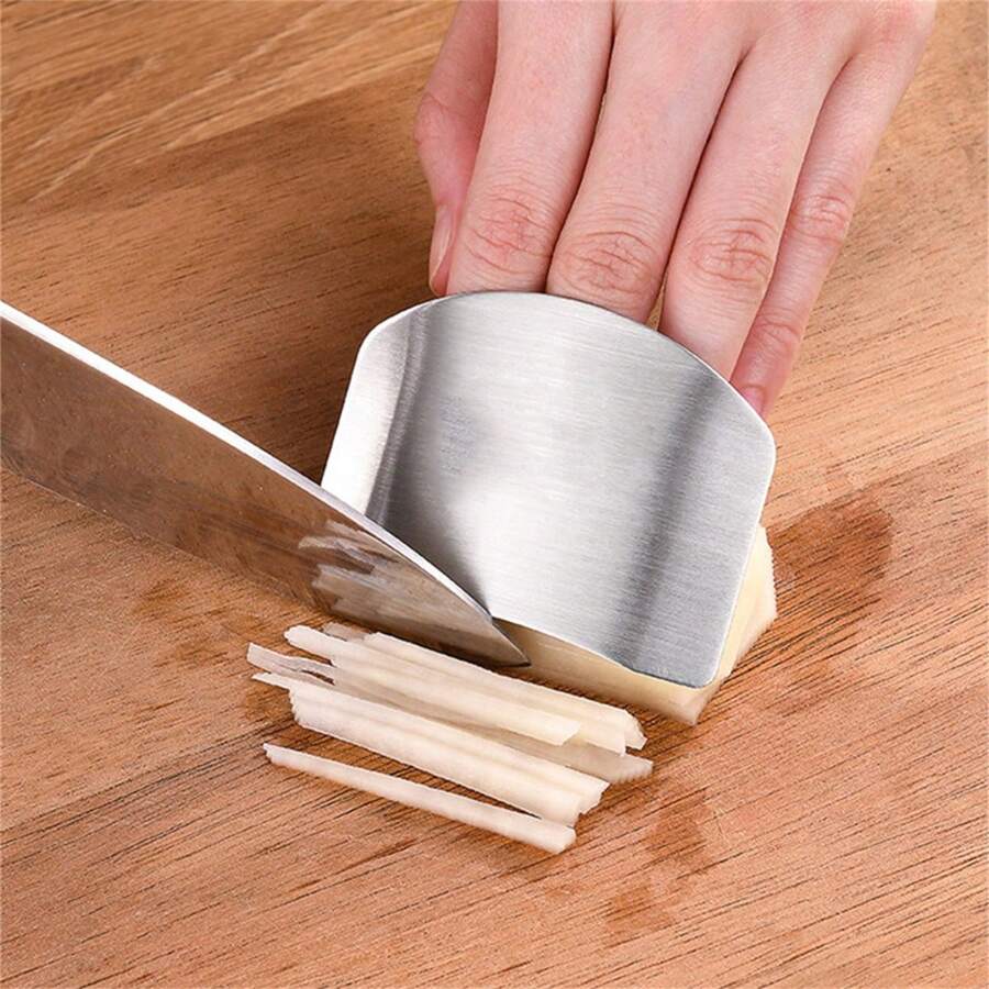 1 Pieza Protector De Dedos De Acero Inoxidable Resistente Al Corte Para Cortar Carne Mientras Se Cocina - Plateado - Ver 1