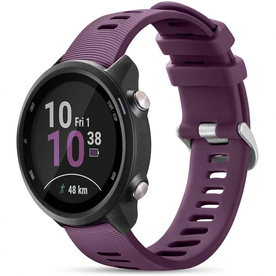 兼容 Garmin Forerunner 245/645/55 表带，20 毫米运动表带兼容 Galaxy Watch 6/5/4 Vivoactive 3 Forerunner 645/245 音乐表带，适用于 Garmin Venu/Venu Sq/Vivomove HR 的软腕带 - 絳櫻桃色 - 查看 1