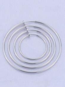 Brincos De Argola Grandes Com Clip Em Aço Inoxidável, Brincos Com Mola Clip Em Mulheres, Brincos Falsos De Argola Para Orelhas Não Perfuradas