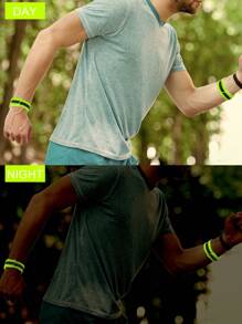 1pc Fluorescent Green Reflective Wristband / Leg Strap For Cycling / Mountain Bike / Night Running - Green - View 1