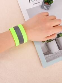 1pc Fluorescent Green Reflective Wristband / Leg Strap For Cycling / Mountain Bike / Night Running - Green - View 10