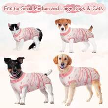 1件狗手術後恢復套裝,貓連身衣,男/女狗褲,防護項圈替代品,腹部傷口防舔套裝 - 粉色 - 查看 8