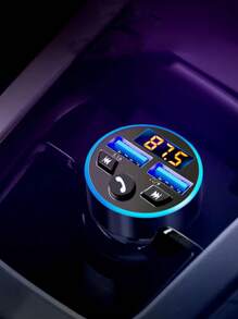 Halo Car Mp3 Player Fm Transmitter Receiver Qc3.0 Car Charger With Fast Charging - Black - View 6