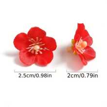 50pcs Simulation Small Cherry Blossom Petals, Mini Silk Flower Artificial Flower Garland Accessories, Fake Flower Head For Home Wedding Decoration - Blue - View 5