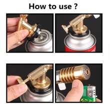 燒烤火焰槍,採用黃銅材質,帶有可調節火焰的廚房手電筒,最大火力可達1300℃,非常適合露營bbq家庭用品 - 金色 - 查看 5