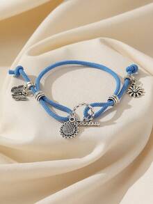 1入組diy時尚鄉村風格向日葵蝴蝶裝飾垂墜手鍊手工情侶手鍊,適用於情人節,約會,派對,夜店,日常穿著 - 向日葵蝴蝶手鍊 - 查看 4