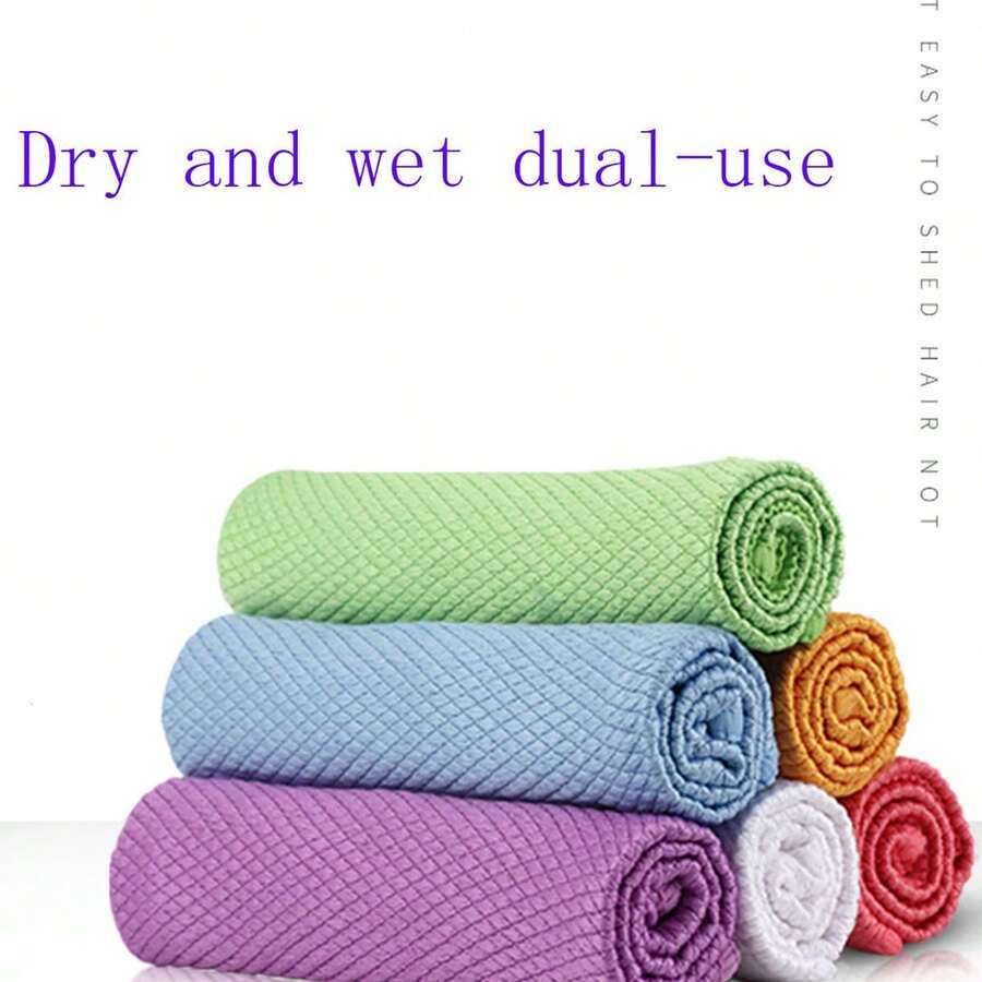 6入組多色魚鱗紋理清潔布,適用於玻璃杯、廚房、洗碗、家居清潔 - 彩色 - 查看 1