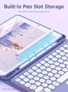 iPad 键盘保护套兼容 10.2 英寸第 9/8/7 代 2021/2020/2019，可拆卸键盘带磁性保护盖和铅笔架，兼容三星 Galaxy Tab S6 Lite 10.4/华为 MatePad Pro 11 英寸 - 紫色 - 查看 8