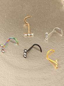 1只不鏽鋼20g鼻釘,鼻l形釘cz鑲嵌蛋白石鼻環鑽飾鼻環珠寶女性朋克禮物 - 黑色 - 查看 3