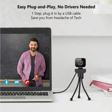 High Definition 2k Usb Computer Network Camera With Microphone For Meetings, Live Streaming, Office, Conference Room - Black - View 3