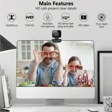 High Definition 2k Usb Computer Network Camera With Microphone For Meetings, Live Streaming, Office, Conference Room - Black - View 2