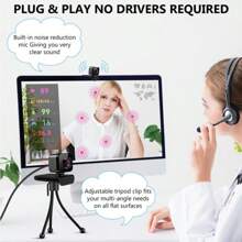 High Definition 2k Usb Computer Network Camera With Microphone For Meetings, Live Streaming, Office, Conference Room - Black - View 5