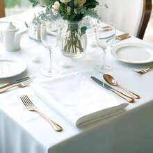 6pcs White Napkins With High-Grade Soft Plush Feel, Edged Design, Suitable For Parties/Restaurants/Weddings/Hotels - White - View 4