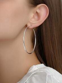 Brincos De Argola Grandes Com Clip Em Aço Inoxidável, Brincos Com Mola Clip Em Mulheres, Brincos Falsos De Argola Para Orelhas Não Perfuradas