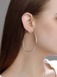 Brincos De Argola Grandes Com Clip Em Aço Inoxidável, Brincos Com Mola Clip Em Mulheres, Brincos Falsos De Argola Para Orelhas Não Perfuradas