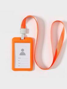 Work Id Card Set Document Set Double-Sided Transparent Name Tag With Lanyard Work Number Plate Employee Tag Exhibition Pass - Orange - View 2