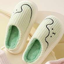 女款秋冬新款水果型拖鞋,厚底保暖防滑底,毛茸茸的內裡,a393綠色 - A393綠色 - 查看 2