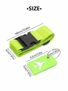 2 Packs Luggage Straps Set Adjustable Belts And Silicone Luggage Tags With Name ID Card, Suitable For All Types Of Bags & Suitcases, Suitcase Accessories, Travel Stuff, Green Travel Outfit Airport Kit Suitcase Labels Bag Accessories Travel Bag Essentials Airplane Essentials Luggage Cases - Green - View 6