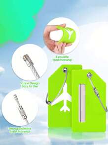 2 Packs Luggage Straps Set Adjustable Belts And Silicone Luggage Tags With Name ID Card, Suitable For All Types Of Bags & Suitcases, Suitcase Accessories, Travel Stuff, Green Travel Outfit Airport Kit Suitcase Labels Bag Accessories Travel Bag Essentials Airplane Essentials Luggage Cases - Green - View 4