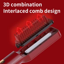 Cordless Hair Straightener Usb Travel Portable Charging Dual-Use Ceramic Straightening Comb - Red - View 3