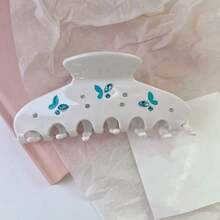 新款髮飾，莫里亞迪鑽石蝴蝶夾，優雅醋酸髮夾，髮髻托架，髮夾 - 白色 - 查看 1